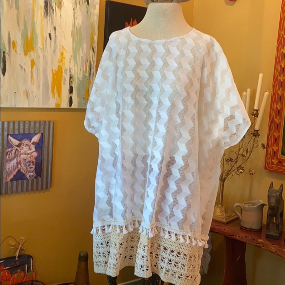 Copper Feather Design lace pancho M